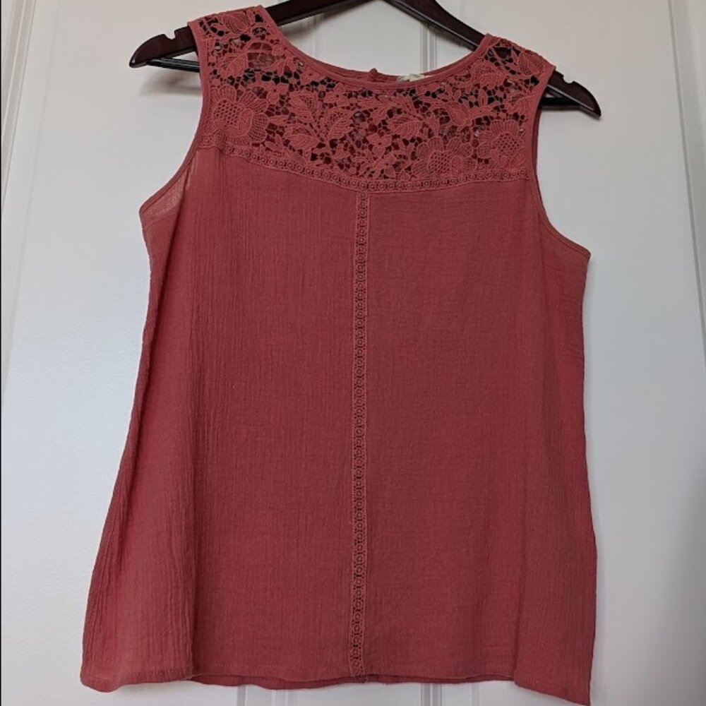Garnet Hill Lace trim organic cotton top